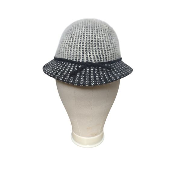 Kangol Design Bucket Hat Black White Made In England Wool-Mohair? Vintage - Picture 1 of 7